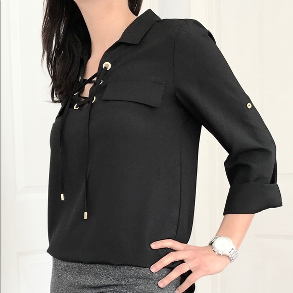 New Calvin Klein lace up blouse - Picture 3 of 5